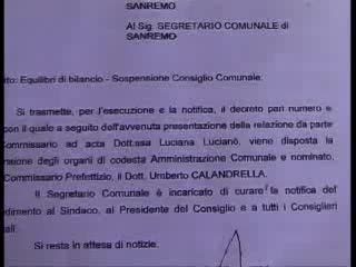 COMMISSARIATO IL COMUNE DI SANREMO, PARLA BOREA