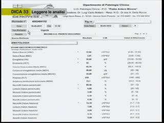 DICA 33 - ESAMI SANGUE, LA SPIEGAZIONE DEL REFERTO