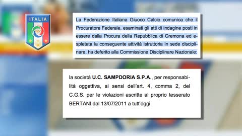 SCOMMESSE, BERTANI TRASCINA AL DEFERIMENTO LA SAMPDORIA