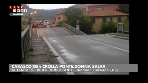 MALTEMPO, CROLLA PONTE A CARASCO: AUTO NEL FIUME