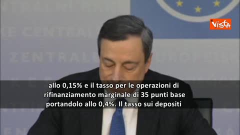 BCE, DRAGHI: TASSI TAGLIATI ALLO 0,15%