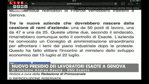 NUOVO PRESIDIO ESAOTE CONTRO IL PIANO INDUSTRIALE