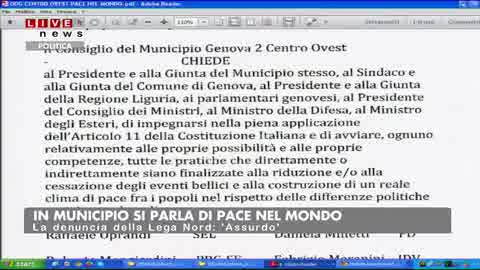 In Consiglio municipale spunta l'odg sulla pace nel mondo