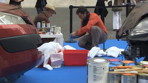 Boldrini e Tarantola dipingono per Crash art a Montecitorio