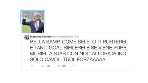 Sampdoria,  Ferrero all'alba su twitter: 