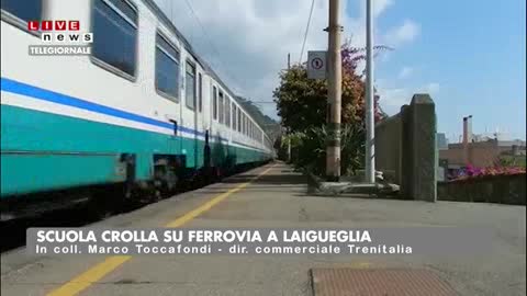 Frana parete di una scuola a Laigueglia, disagi per il traffico ferroviario