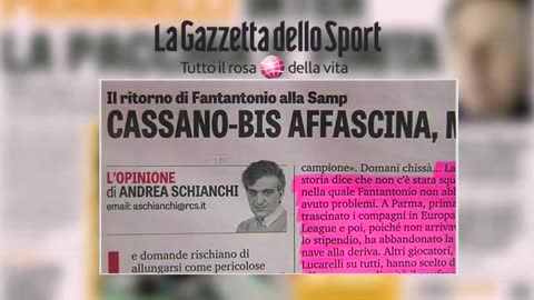 Sampdoria e Cassano-bis, i dubbi anche sulla Gazzetta