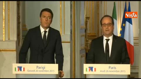 Parigi, Hollande riceve Renzi e ricorda Valeria Solesin