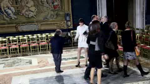 Brunetta accoglie tutti al Quirinale durante la cerimonia di auguri di Natale