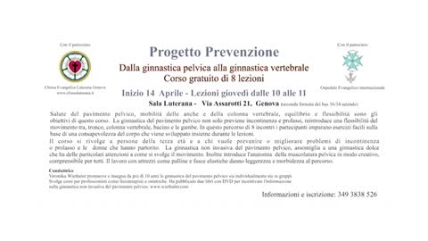 Progetto prevenzione, corso gratuito di ginnastica pelvica in via Assarotti