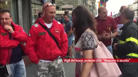 Vigili del fuoco, protesta USB a Genova: 