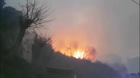 Incendio a Genova, via Vianson circondata dal fuoco (immagini)