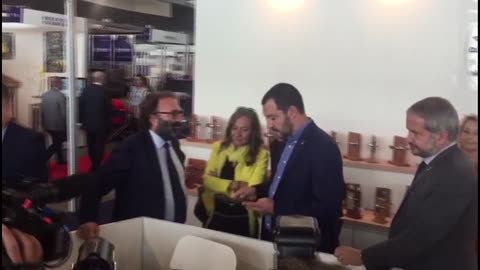 Matteo Salvini in visita al Salone Nautico di Genova