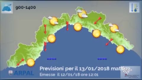 Le previsioni meteo dell'Arpal