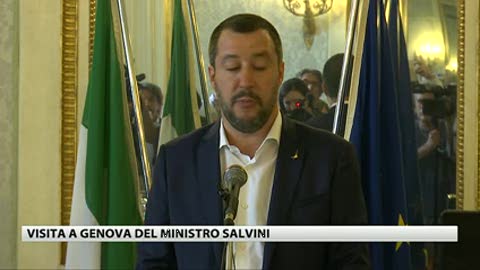 Il ministro Salvini in visita a Genova: 