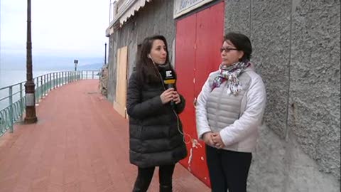 Gelateria distrutta dalla mareggiata sulla passeggiata di Genova Nervi, Carla: 