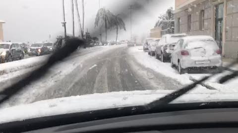 Neve a Genova, corso Italia imbiancata