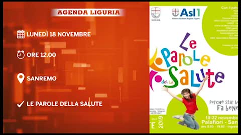 L'agenda degli appuntamenti in Liguria di lunedì 18 novembre