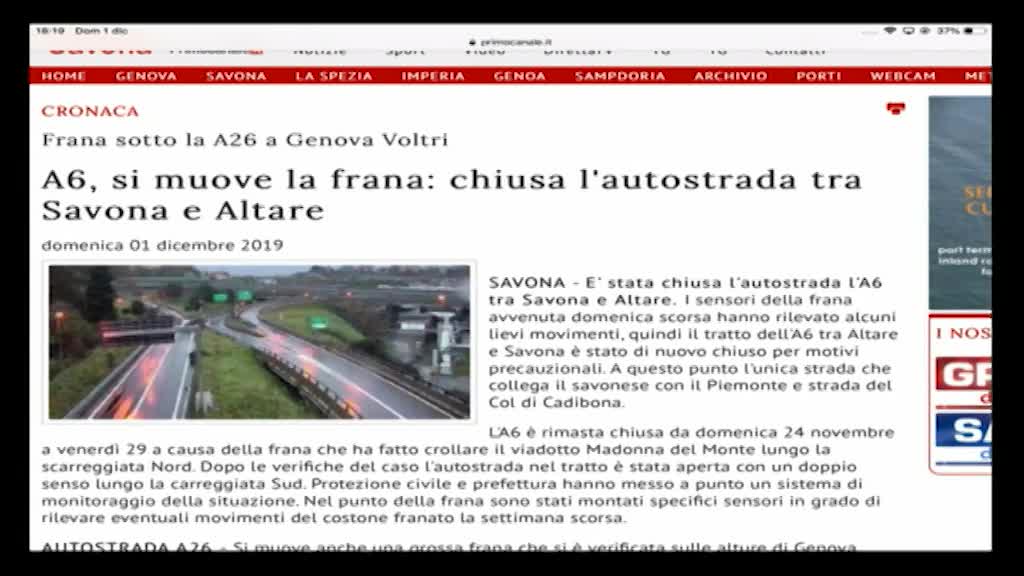 Chiusura A6, Oliveri (pres. provincia Savona): 