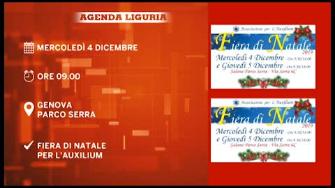 L'agenda degli appuntamenti in Liguria di mercoledì 4 dicembre