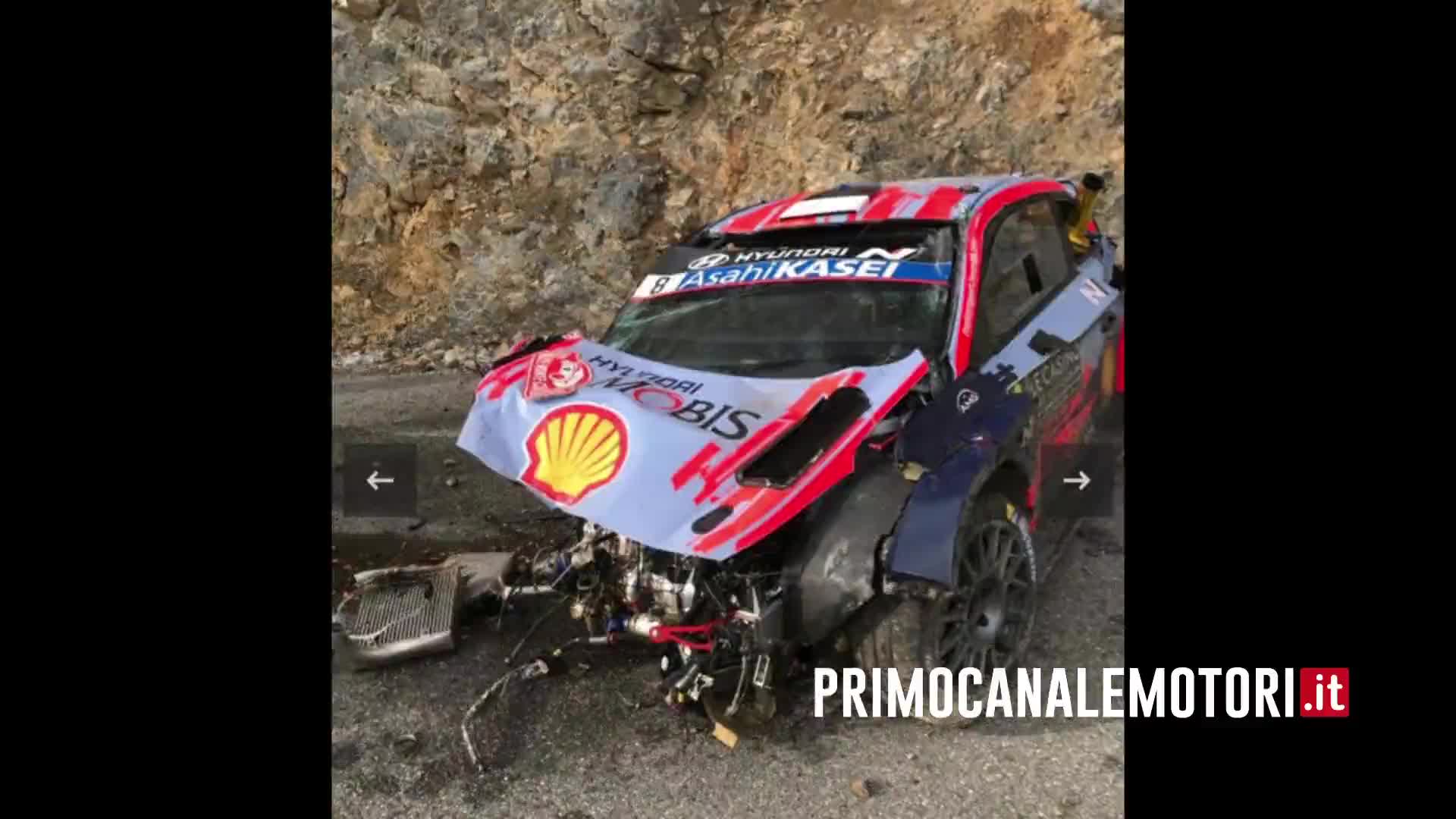 Botto incredibile per Tanak al Rallye Monte Carlo, distrutta la sua Hyundai