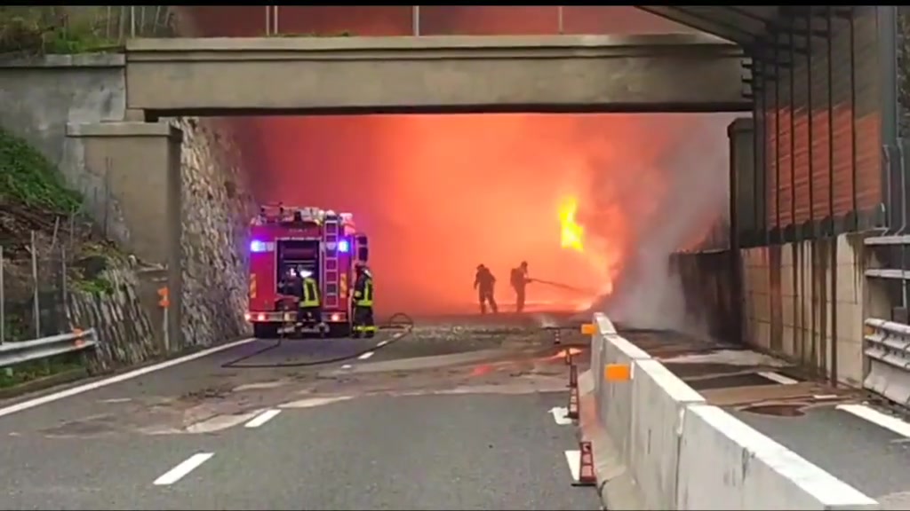 Mezzo pesante in fiamme sulla A10: le fiamme invadono il bosco vicino