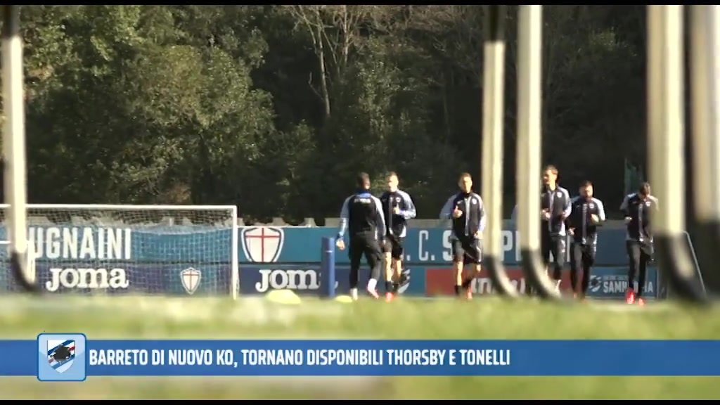 Sampdoria, Barreto va ancora ko ma tornano a pieno regime Tonelli e Thorsby 