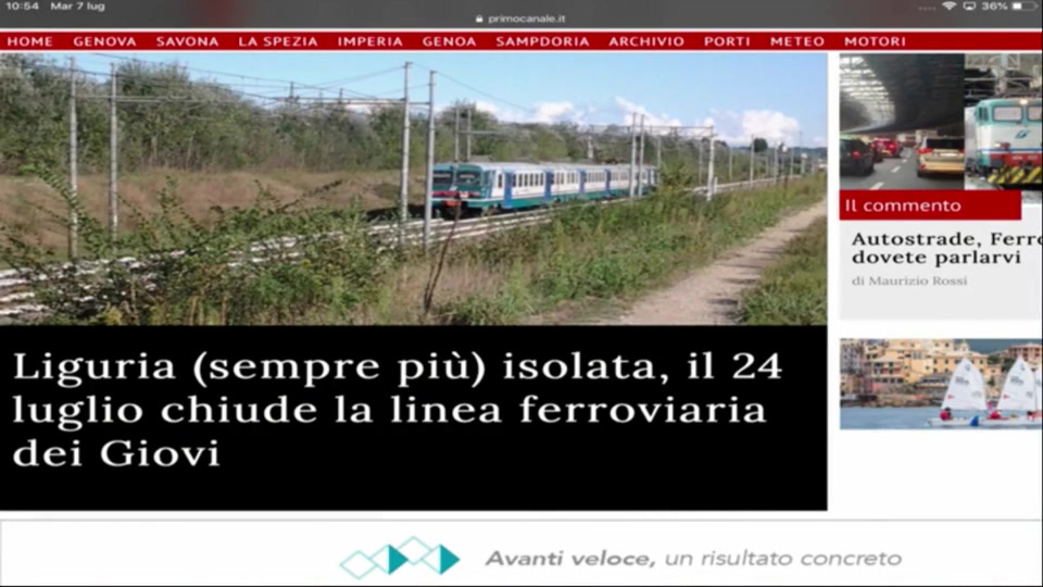 Il 24/07 chiude linea ferroviaria dei Giovi, sindaco di Savignone ironico: 