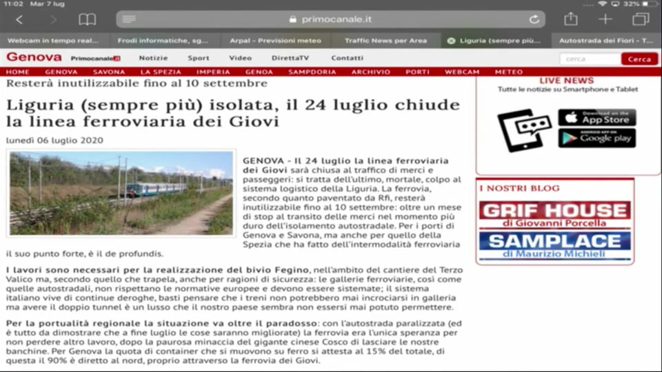 Il 24/07 chiude linea ferroviaria dei Giovi, il sindaco di Mignanego: 