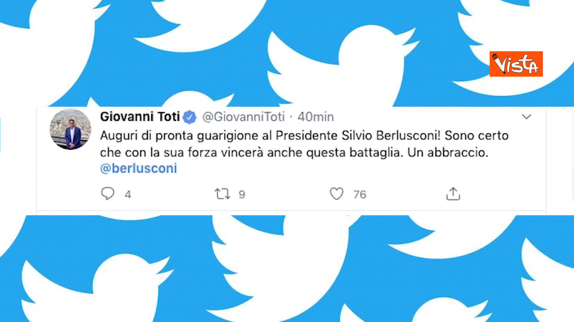 Berlusconi positivo al Covid, gli auguri di pronta guarigione da alleati e avversari su Twitter