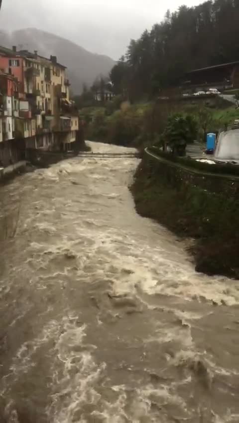 Maltempo, piogge intense nel levante ligure: il torrente Sturla a Borzonasca