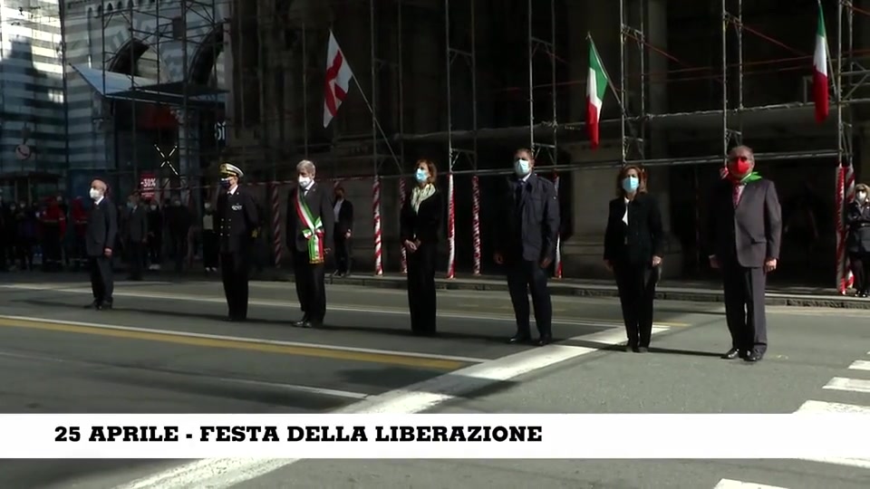 25 aprile, l'Inno d'Italia alla fine della cerimonia solenne al Ponte Monumentale di Genova